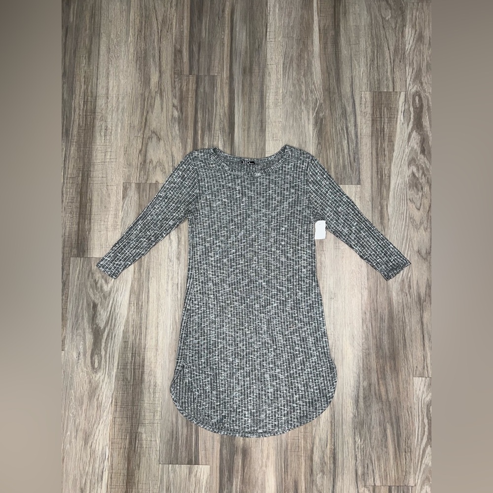 Gray Knit Long Sleeve Dress